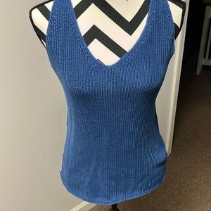 Medium blue v-neck sleeveless sweater